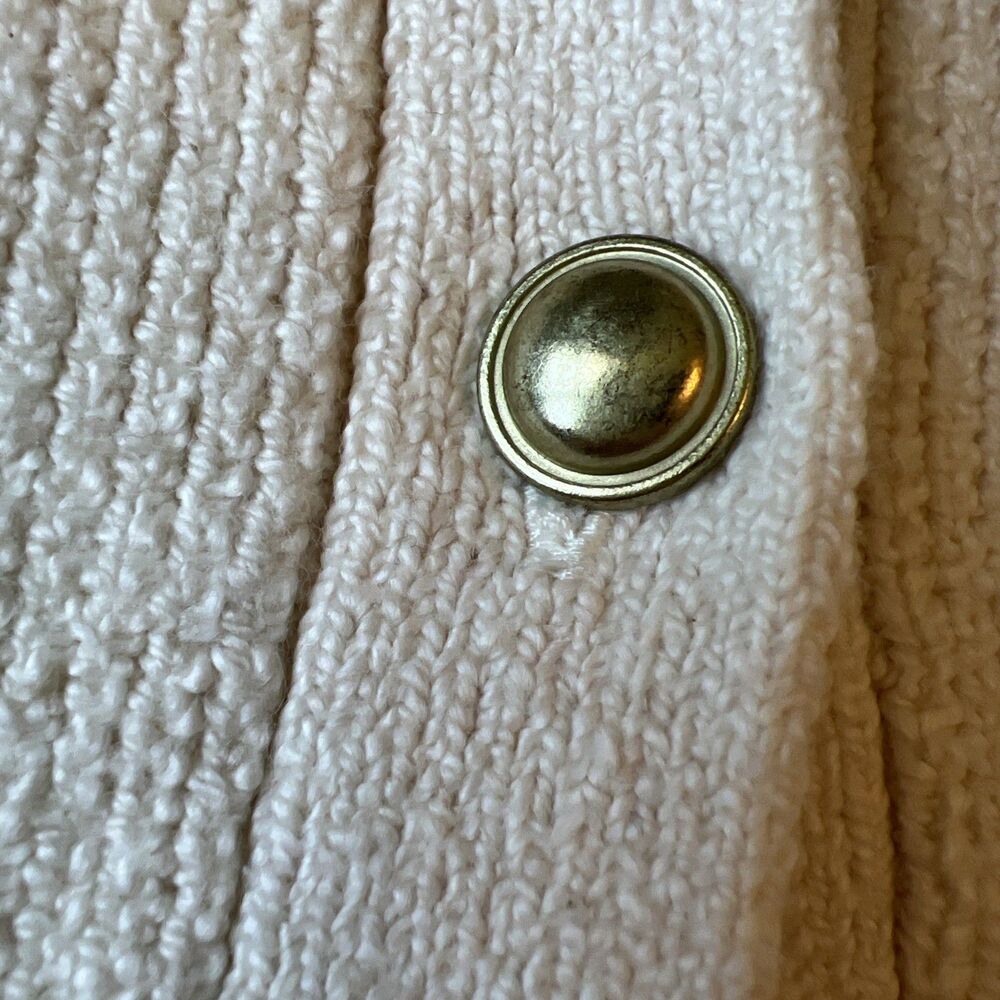 AYR The Uptown Girl Ivory Organic Cotton Cardigan Gold Buttons Women's S EUC - Picture 6 of 7